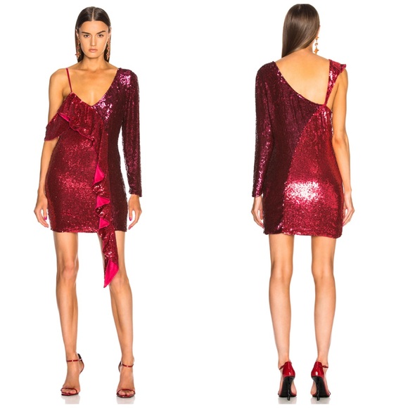 Retrofete Dresses & Skirts - NWT Retrofete Wendy Sequin Ruffle One Sleeve Dress
